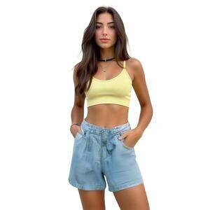 David Brooks Petites Vintage Blue Checkered High Rise Shorts Womens 6